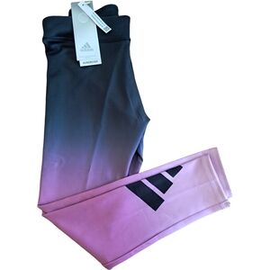 Adidas Girls Aeroready Performance Leggings Size S 7-8 Black Purple NWT
